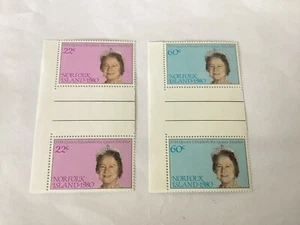 Norfolk Island 80th Birthday Queen Mother gutter pairs 22c,60c mint SS 217&218 - Picture 1 of 1