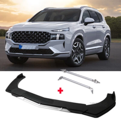 For Hyundai Santa Fe 5Pcs Front Bumper Lip Spoiler Splitter Carbon + Strut Rods - Image 1 of 4