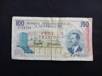 LUXEMBOURG 100 FRANCS (1968) Banknote - Circulated / Damaged - Image 1 of 2