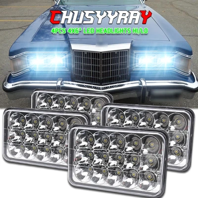 Faros LED de haz alto/bajo de 4x6"" pulgadas 4 piezas para Mercury Cougar Marquis 1977-1986 Foto 1 de 4