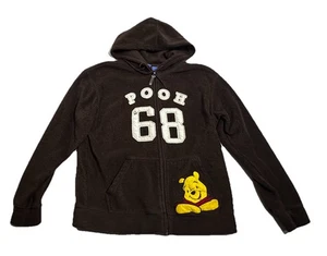Disney Winnie The Pooh Fleece Zip Hoodie Small Brown Embroidered - Picture 1 of 9