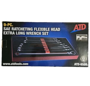 ATD-6509 - 9Pc. SAE Ratcheting Flexible Head Extra Long Wrench Set - Picture 1 of 8