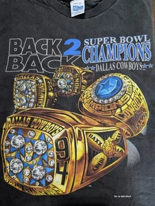 1994 VTG Dallas Cowboys Back to Back 93 94 Super Bowl NFL Champs Salem Shirt L - Picture 1 of 14