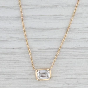 Neu 1.52ct Smaragd Schliff Kunstdiamanten Grown Diamant Anhänger Halskette 14k - Bild 1 von 8