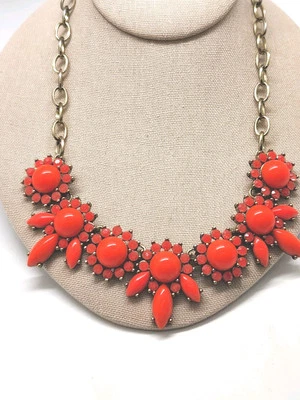 J. Crew Coral Brulee Candy  Gemstone Statement Necklace Nice!  - Image 1 of 4