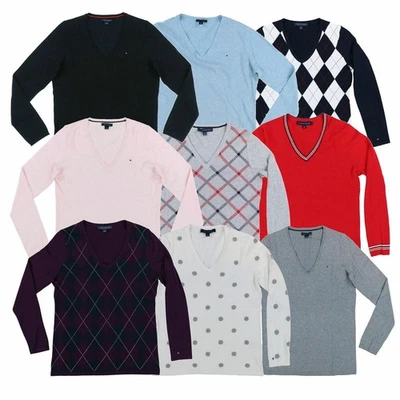 Tommy Hilfiger Mujer Suéter Cuello en V Pullover Ligero Manga Larga Tejido Nuevo Foto 1 de 2
