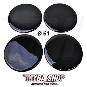 4x Silikon Aufkleber für Nabenkappen ∅ = 61 mm Embleme Sticker | Schwarz - Picture 1 of 1