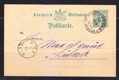 Alemania Reich Postal Tarjeta Postal 1891 Hei Aronn / Württemberg - Imagen 1 de 2