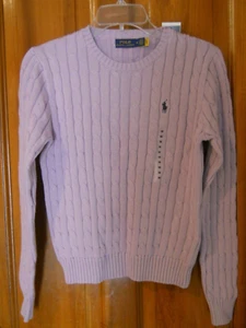 NWT Lavender Polo Ralph Lauren Womens Crew Neck Sweater 100% Cotton Medium $128 - Picture 1 of 3