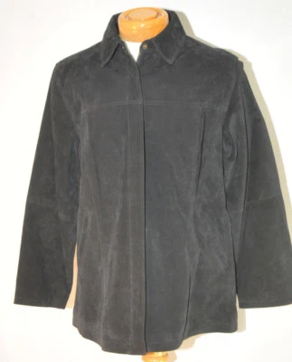 Chaqueta AMI Negra Gamuza Cuero Cremallera Frontal Calce Ajustado Para Hombre XL Foto 1 de 4