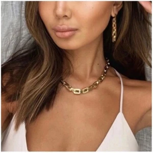 EDDIE BORGO Women's Gold Plated Statement Chain Link Necklace And Earrings Set - Picture 1 of 12