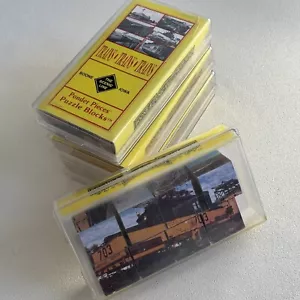 Vtg Wood Puzzle Blocks Cube Railroad Picture Train Boone Iowa Scenic Valley Line - Picture 1 of 13