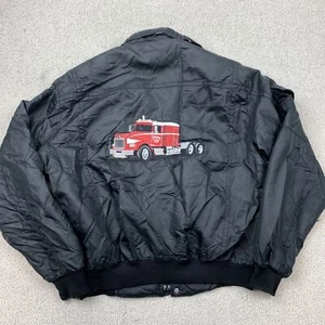 Vintage Swingster Guy Heavener Jacket Men's Large Black Graphic Trucking - Picture 1 of 11