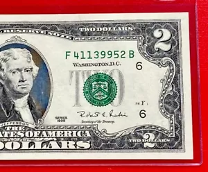 1995 $2 TWO DOLLAR BILL ( Atlanta , Block F-B ) ,UNCIRCULATED - Picture 1 of 3