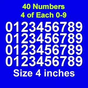 0-9 Numbers Vinyl Sticker Decals - Set of 40 - Select Color - Size 4" - Picture 1 of 11