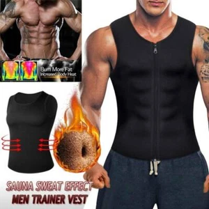 Men Waist Trainer Sauna Vest for Weight Loss Sweat Workout Shirt Compression Top - Picture 1 of 24