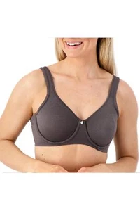 Breezies Underwire Unlined Floral Jacquard Support Bra Graphite - Picture 1 of 1