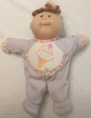 VTG Cabbage Patch Kids 1989 Doll CPK Brown Hair Baby Ice Cream Clothing  - Image 1 of 4