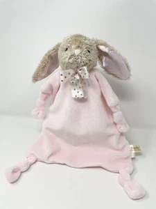 Dan Dee Pink Bunny Rabbit Security Blanket Lovey Knotted Rattle Satin Ears Bow - Picture 1 of 12