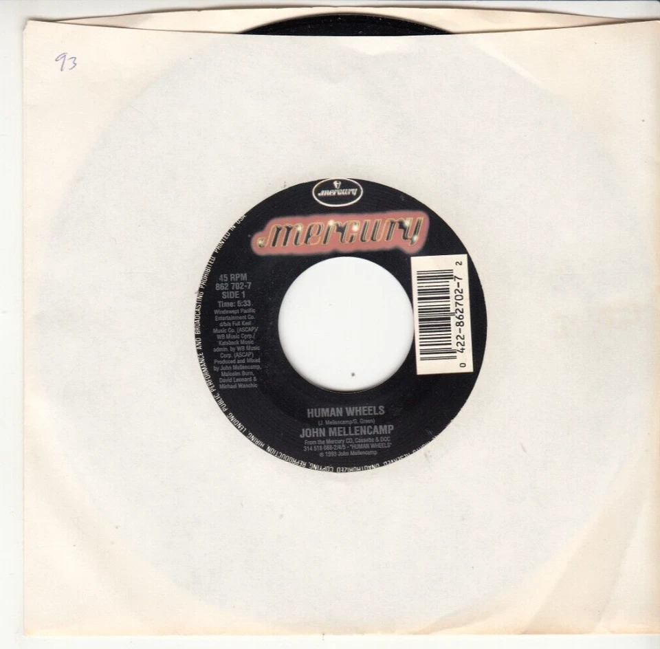 John Mellencamp Human Wheels 1993 Mercury 45 Juke Strip