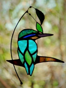 SACRED KINGFISHER Stained Glass Hand Crafted Suncatcher AUSTRALIAN BIRD DESIGNS - Picture 1 of 10