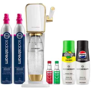 SodaStream Art Gold Soda Maker with Additional Cylinder & Flavors Bundle (White) - Picture 1 of 7