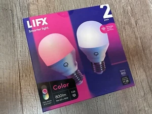 LIFX Color Wi-Fi Inteligente 9W LED 800LM A19 E26 Bombillas Paquete de 2 NUEVO - Imagen 1 de 1