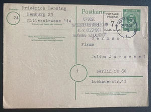 1945 Hamburg Germany Postwar Postcard  Cover To Berlin - Picture 1 of 2