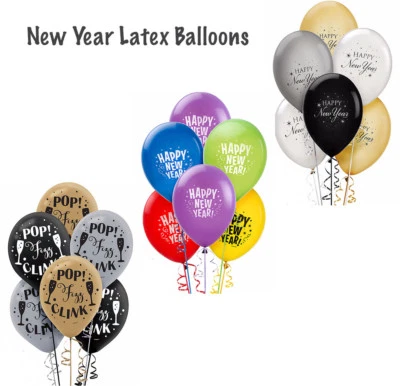 Feliz Año Nuevo Globos de Látex Nochevieja Fiesta Decoración Suministros 15ct ~ 2020 Foto 1 de 2