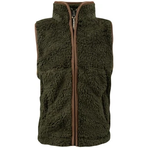 Jack Pyke Sherpa Junior Fleece Gilet Kids Fluffy Warm Hiking Dark Olive - Picture 1 of 8