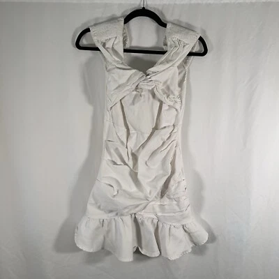 Nasty Gal Mini Dress Women's 10 White Ruffle Sleeveless Stretchy Zip Back - Image 1 of 4