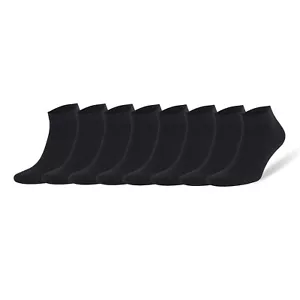 Men's Quarter Black Ankle Socks Bamboo Breathable 8 Pairs with Gift Box - Picture 1 of 5