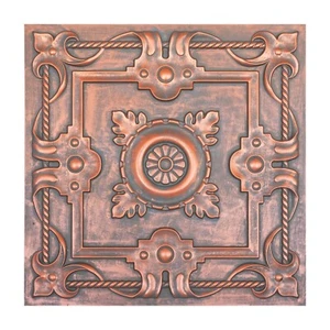 Ceiling tiles 2x2 Faux tin decor saloon wall panel PL29 Rustic copper 10pcs/lot - Picture 1 of 19