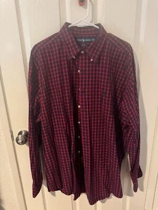 Ralph Lauren Herren XL rot kariert Blake 100% Baumwolle Button Down Hemd Langarm - Bild 1 von 3