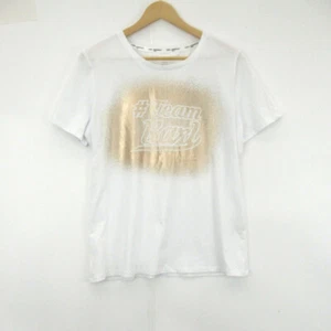 Karl Lagerfeld T-shirt UK Medium White Short Sleeve Top Designer Logo Cotton - Picture 1 of 24