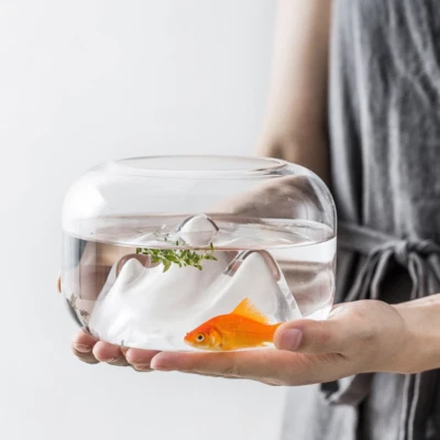 Transparent Snow Mountain Glass Fish Tank Mini Aquarium Fish Tank Decoration - image 1 of 4