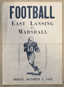 Vtg 1958 East Lansing Trojans vs Marshall High School Football Program Roster MI - Picture 1 of 3