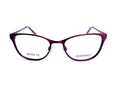 Nuevas gafas de metal Ellen Tracy Red Cat Eye Flex Temple 48 17 125 Ronda Wine Foto 1 de 4