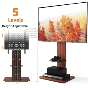 Sturdy Wood TV Floor Stand Heavy Duty Mount Bracket Height Adjustable Up To 65" - Picture 1 of 12