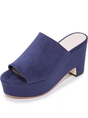 Loeffler Randall Amara 天鹅绒蓝色厚底穆勒鞋 6.5 码全新 — 第 1/4 张图片