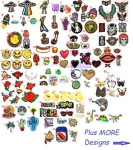 BN Embroidered Badge Iron Sew On Patch RAINBOW SKULL UNICORN BUTTERFLY GOTH (B4) - Picture 1 of 228