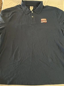 Marvel Comics Logo Polo Shirt Men's Navy Blue XL - Picture 1 of 5