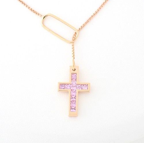 Collana Zaffiro Gucci Lariat Au750 Rosa Oro Rosa 18K 53cm 20 86"" 6 3g