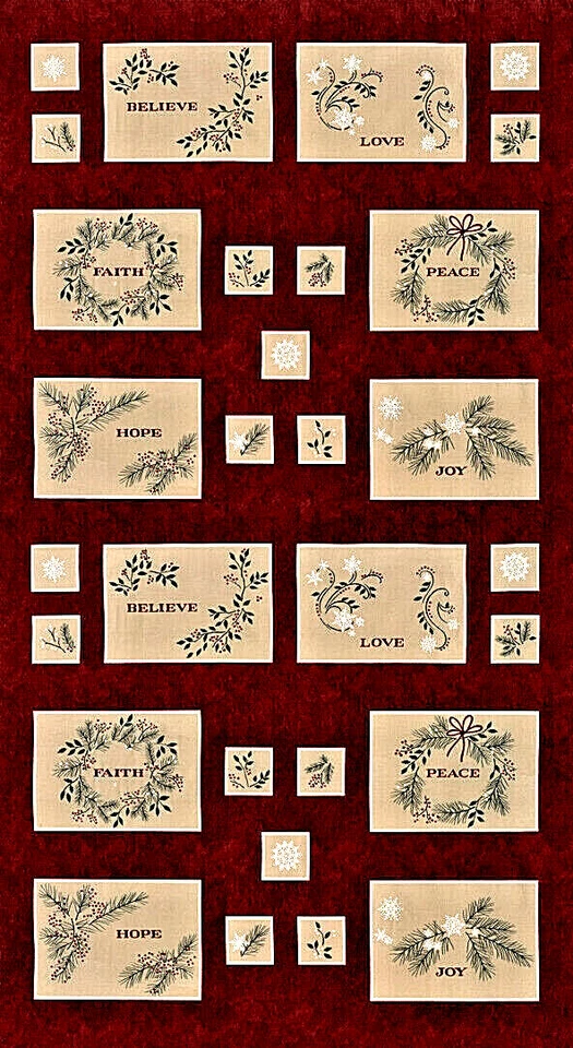 MODA FABRICS #6830 12"WARM WINTER WISHES" RED PANEL BTP - Image 1 of 1