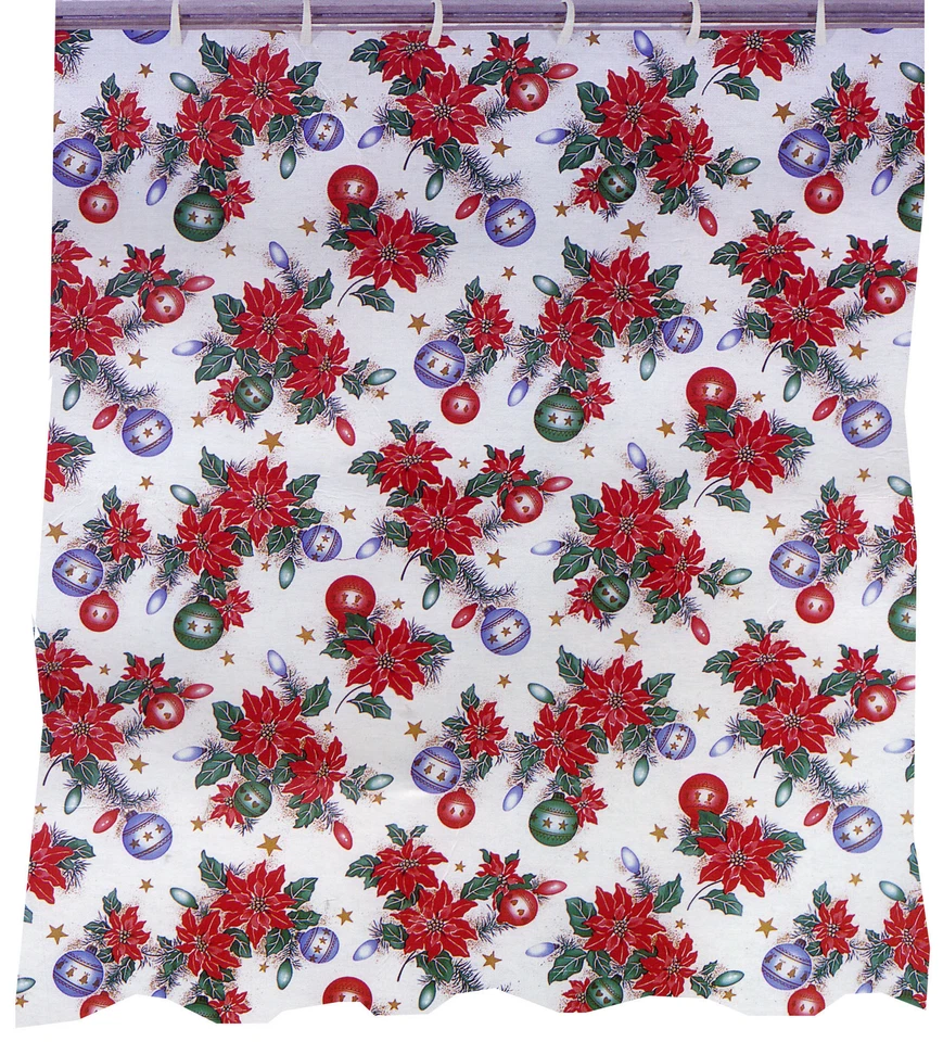 Carnation Home Fashions Poinsettia Vinyl 72" by 72" Shower Curtain