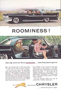 1959 Chrysler Windsor 4-Door Hardtop Print Ad Roominess - Picture 1 of 1