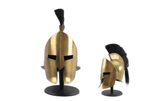 Casco con cresta griega espartana Leonidas 300 con acabado de latón y pluma, oro nuevo en caja - Imagen 1 de 1