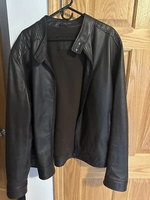 Vera Pelle Black Leather Jacket (Size: Men's 52) Made In Italy Purchased In Rome - Image 1 of 4