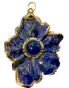 Lapis Lazuli And Kyanite 18 K Electroform Statement Pendant - Picture 1 of 5