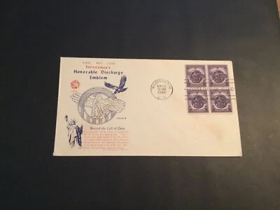 FDC 1946#940 1st WCO Cachet SERVICEMEN’S HONORABLE DISCHARGE EMBlEM USA - Image 1 of 2